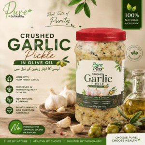 Crushed Desi Garlic Achar in Olive Oil
(1 kg)